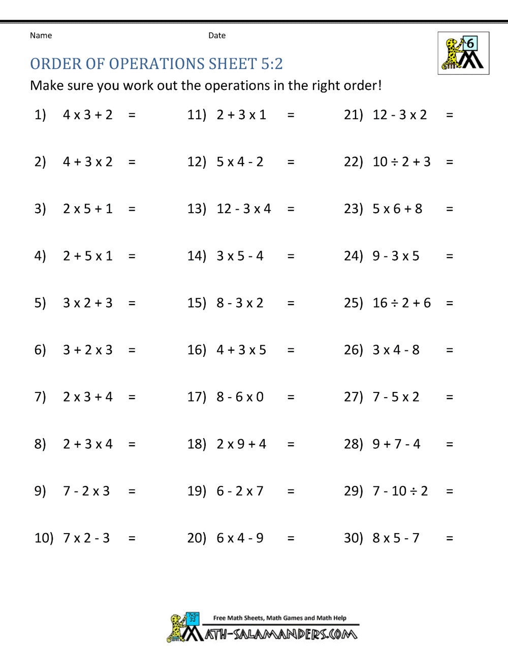 PEMDAS Problems Missing Parentheses An Order Of Operations Activity Math Love