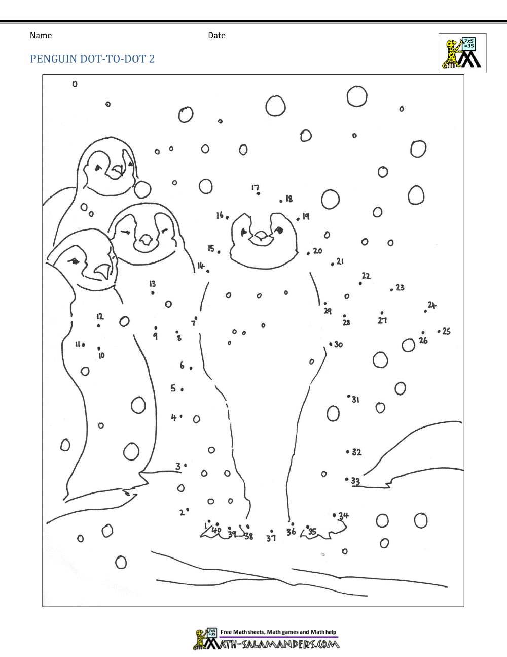Penguin Dot To Dot Printables