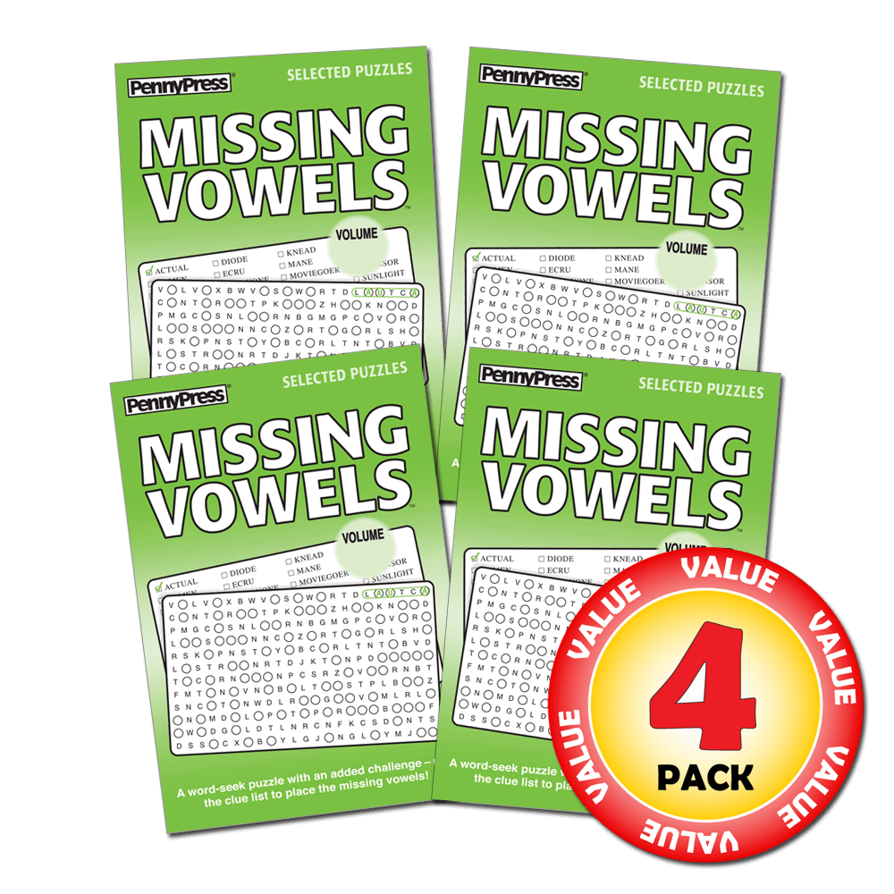 Penny Press Dell Missing Vowels Word Seek Puzzle 4 Pack Over 200 Specialty Puzzles Walmart Penny Press Missing Vowels Pack 8 EBay