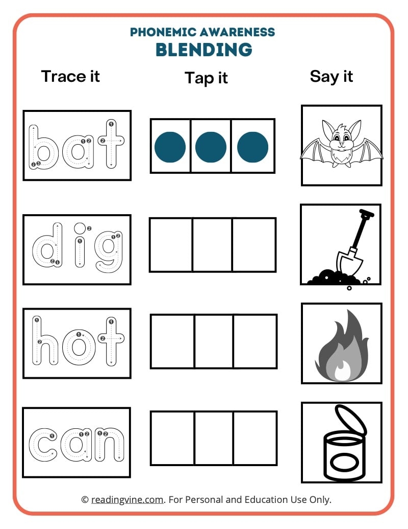 Phonemic Awareness Worksheets ReadingVine