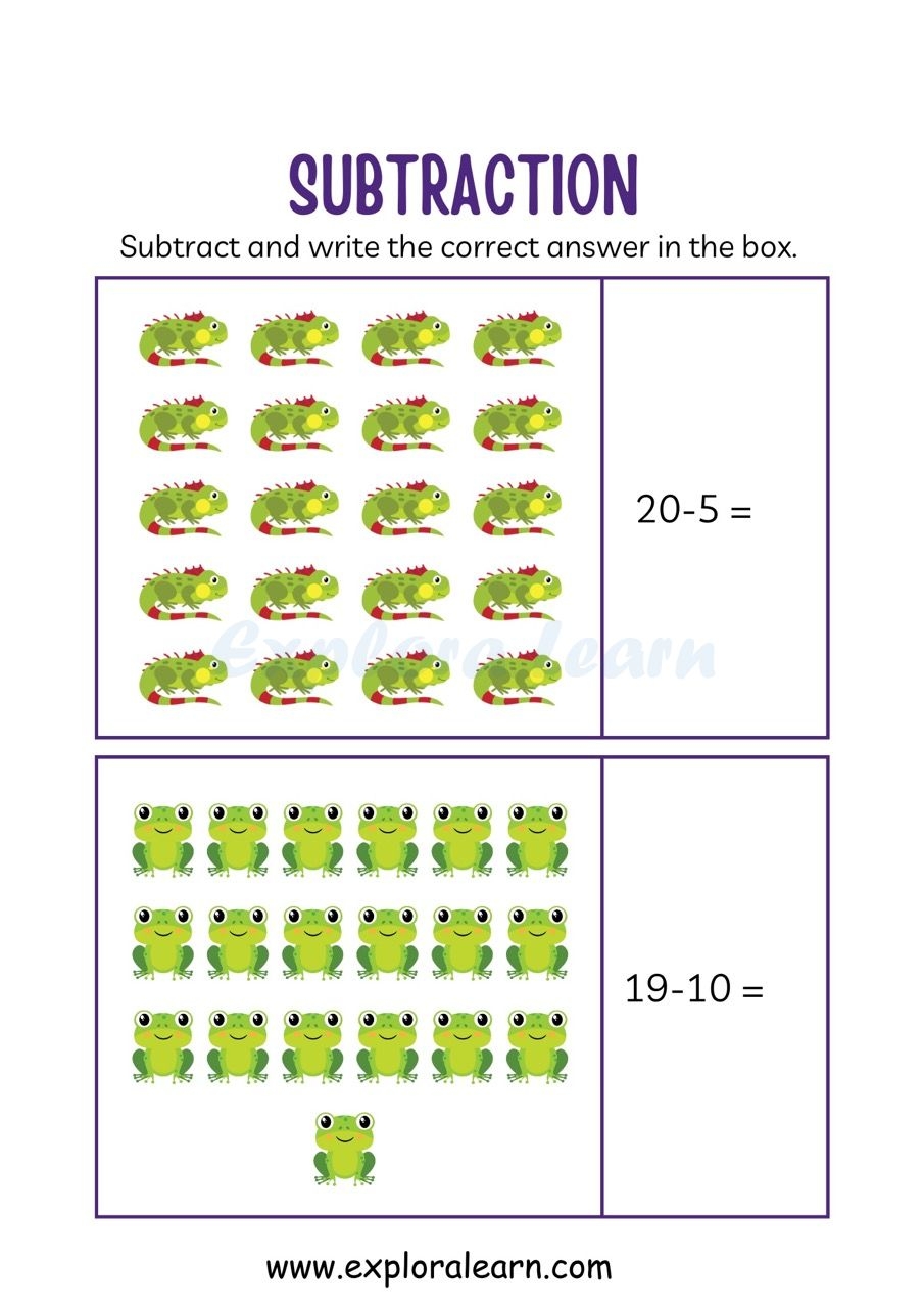 Picture Subtraction Worksheets Visual Math Adventures For 2 6 Year Olds