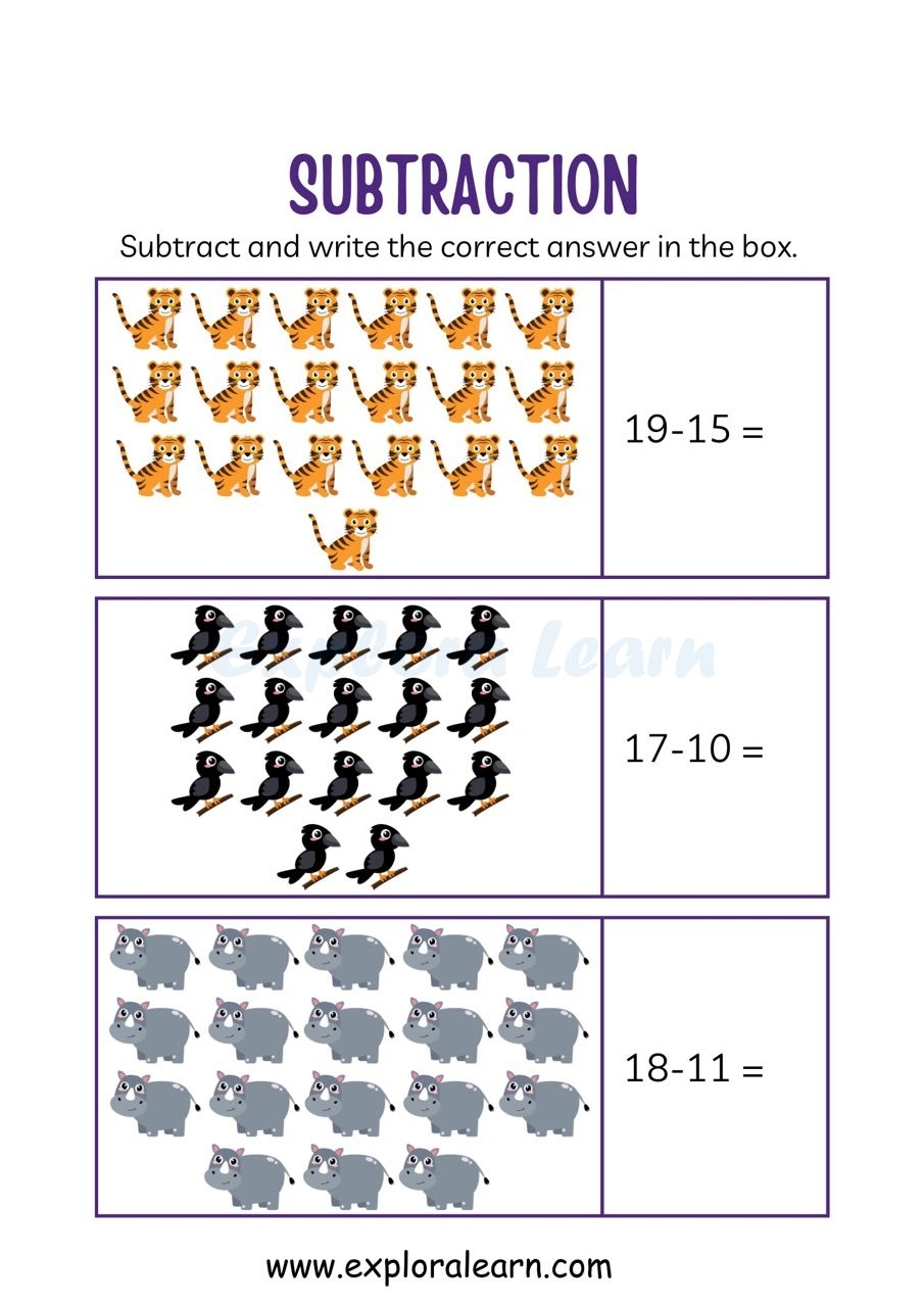 Picture Subtraction Worksheets Visual Math Adventures For 2 6 Year Olds