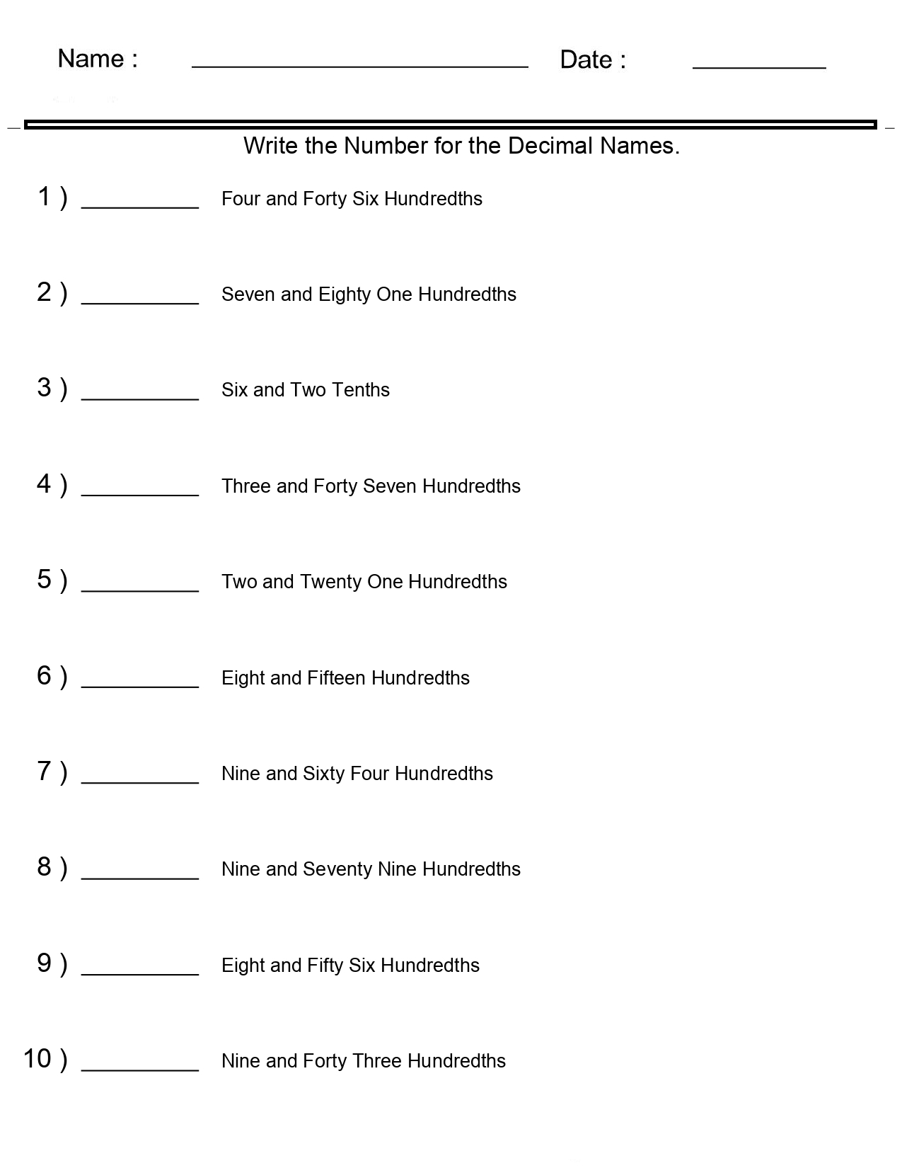 Place Value Worksheets Decimal Numbers For Word Names Worksheets Made By Teachers Place Value Worksheets Decimal Numbers For Word Names Worksheets Made By Teachers