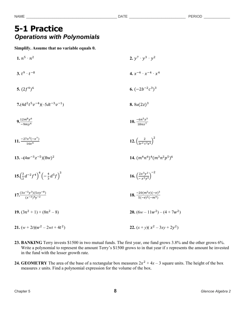 SOLUTION Algebra 2 Adding Subtracting Multiplying Polynomials Worksheets Library