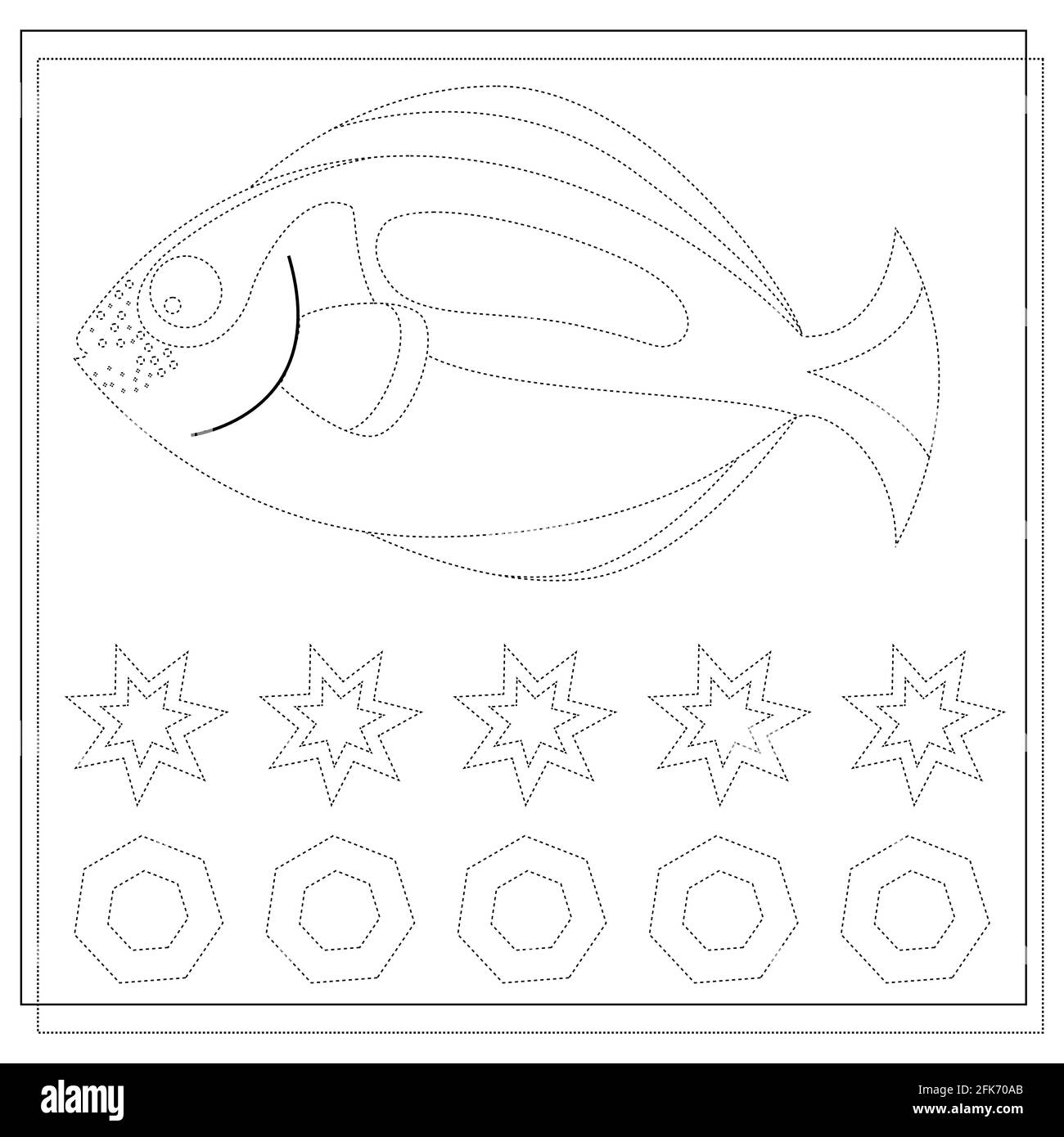 Practice Your Handwriting Drawing A Worksheet For Preschool Children With Ease Illustration Of Fish For Children Vector Isolated On A White Backgro Stock Vector Image Art Alamy