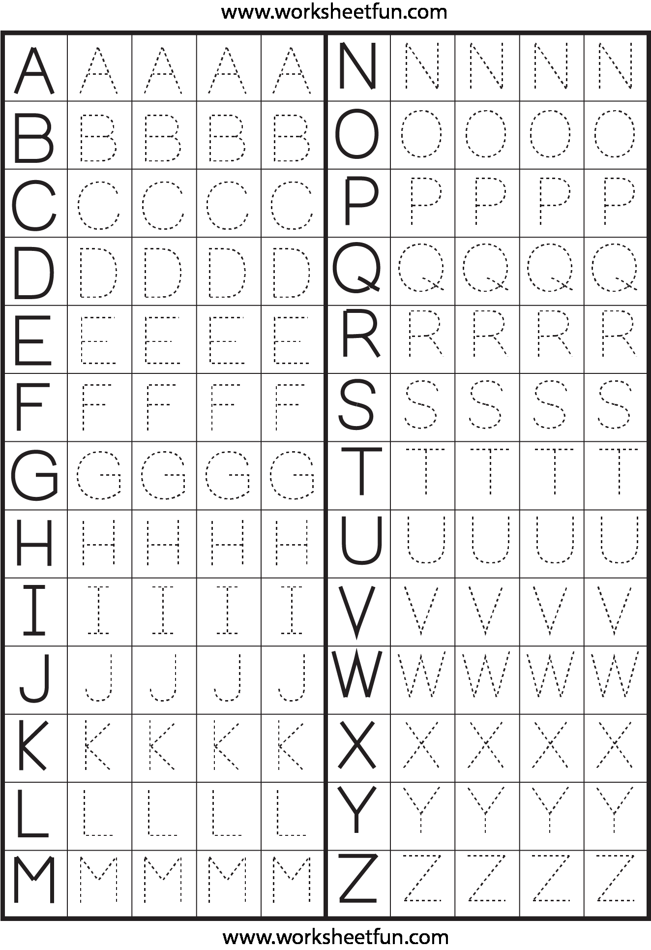 Printable Alphabet Letter Tracing Worksheets