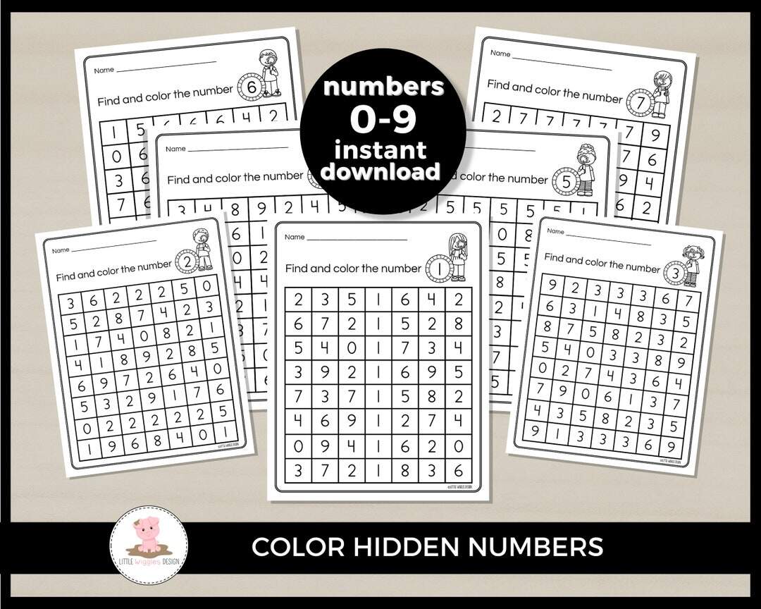 Printable Color The Number Worksheets By Little Wiggles Design Etsy