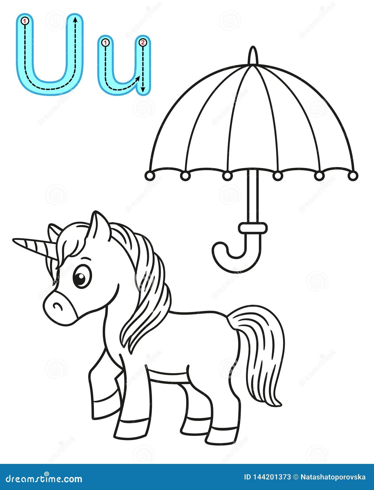 Printable Coloring Page For Kindergarten And Preschool Card For Study English Vector Coloring Book Alphabet Letter U Stock Vector Illustration Of Page Capital 144201373
