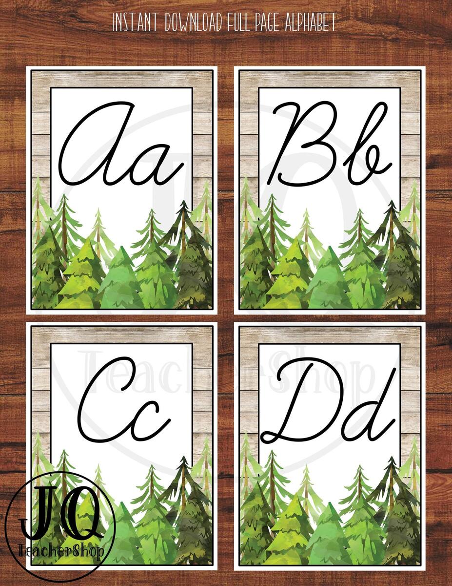 Printable Full Page Alphabet Classroom Decor Woodland Theme Forest Theme Classroom Cursive Alphabet Wall Cards Etsy Printable Full Page Alphabet Classroom Decor Woodland Theme Forest Theme Classroom Cursive Alphabet Wall Cards Etsy