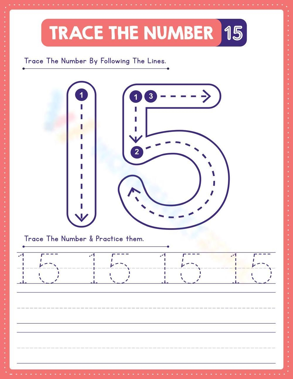 Printable Number 15 Worksheets