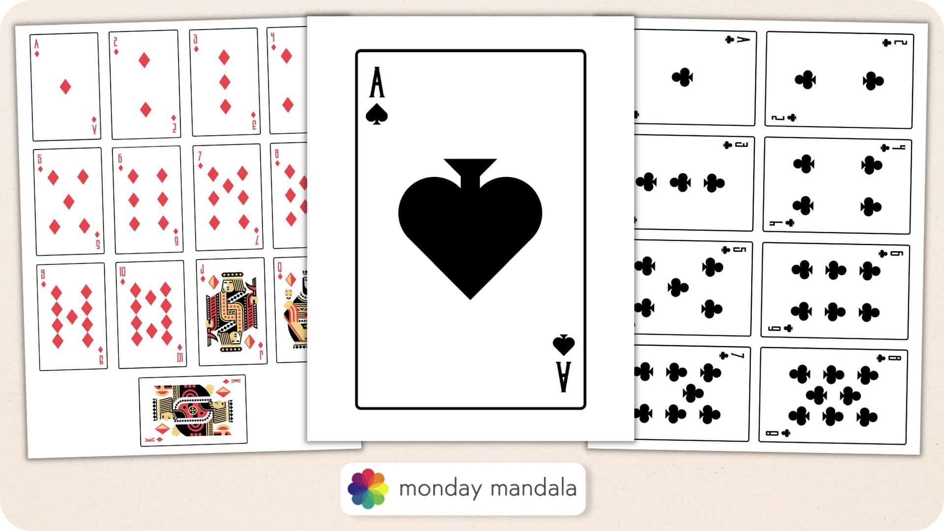 Printable Playing Cards Free PDF Sheets In 3 Sizes Blank Playing Card Template For Word 10 Free PDF Printables Printablee
