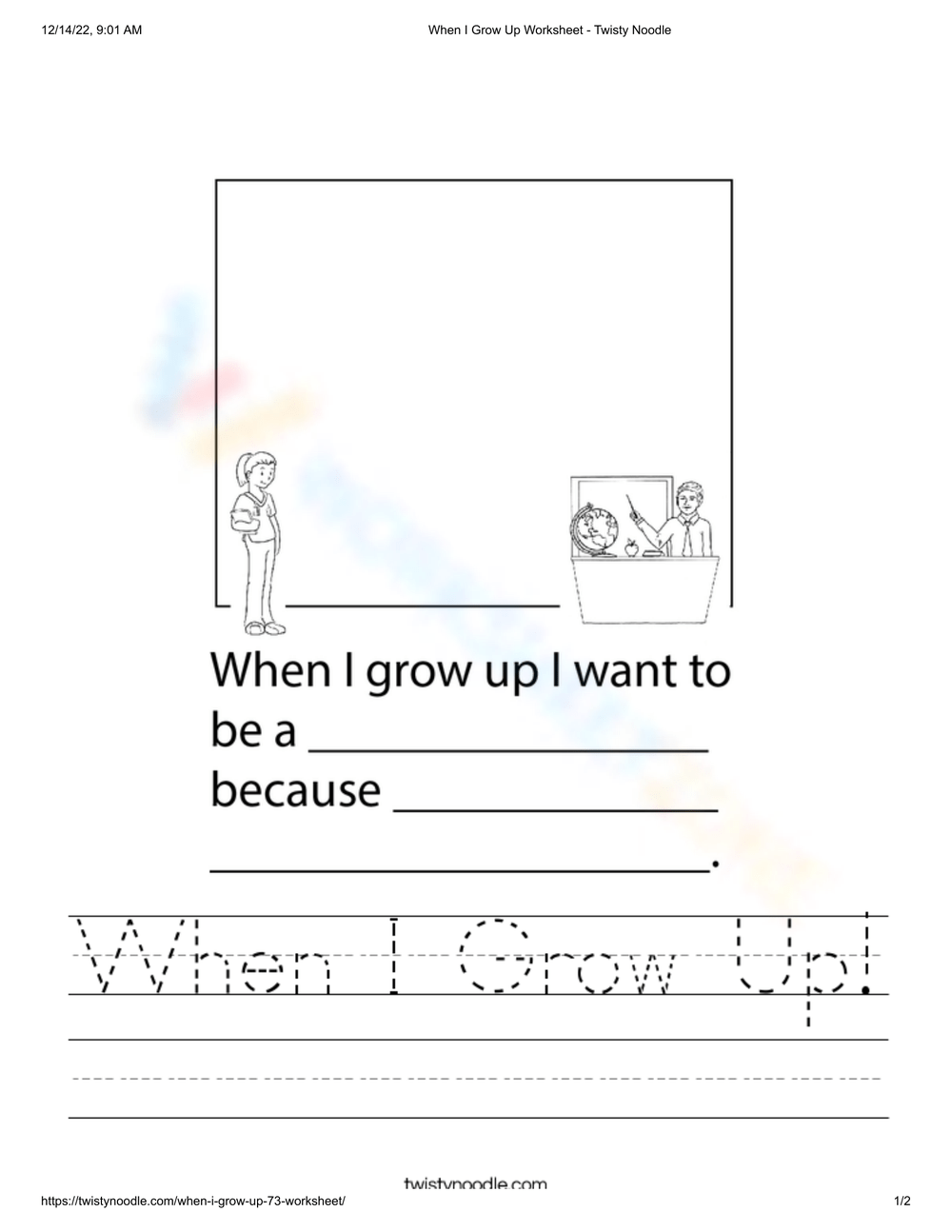 Printable When I Grow Up Worksheets Download Printable When I Grow Up Worksheets Download