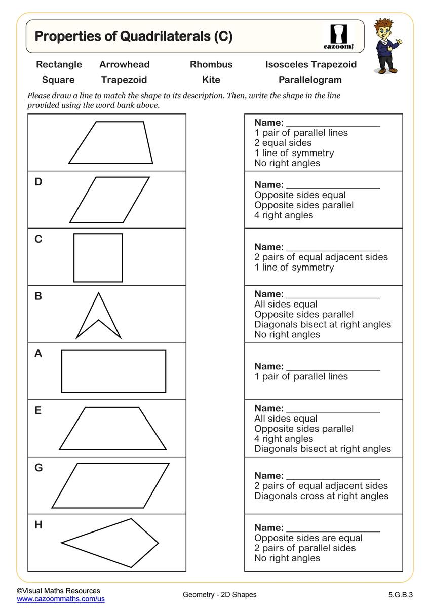 Math Terms Matching Worksheet WordMint