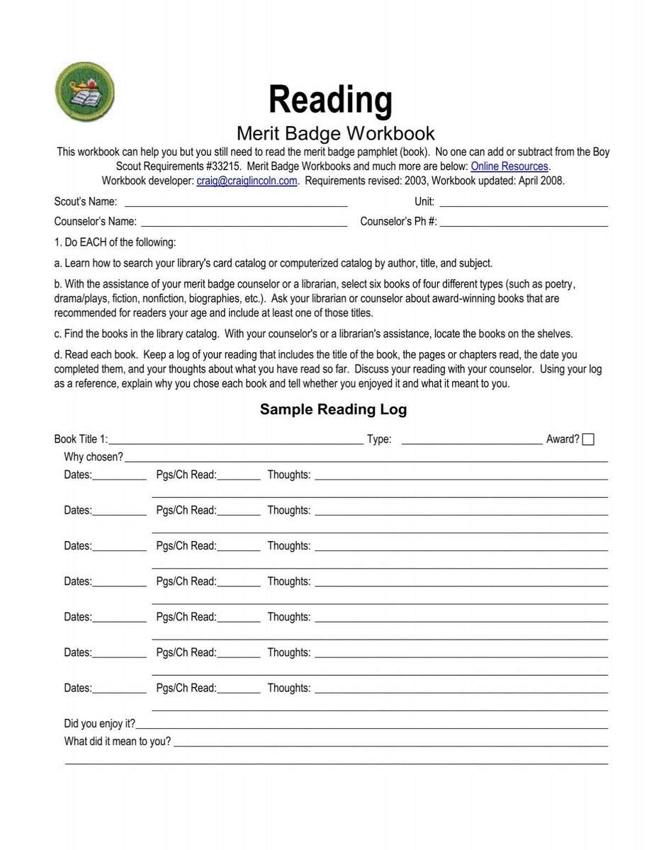 Reading Merit Badge Swansea Public Library Reading Merit Badge Swansea Public Library