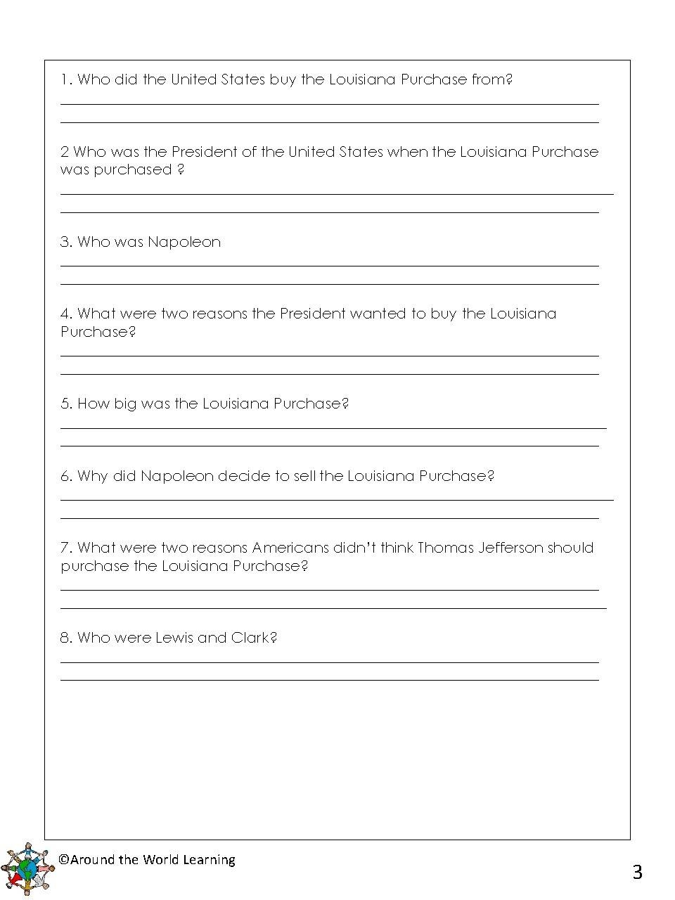 Reading Passage Louisiana Purchase Grades 3 4 TPT