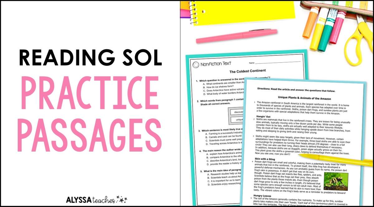Reading SOL Practice Passages For 4th Grade Alyssa Teaches Reading SOL Practice Passages For 4th Grade Alyssa Teaches