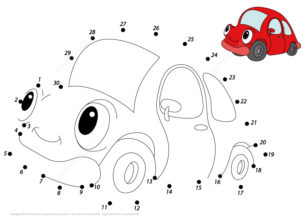 Red Car Dot To Dot Coloring Page Free Printable Red Car Dot To Dot Coloring Page Free Printable