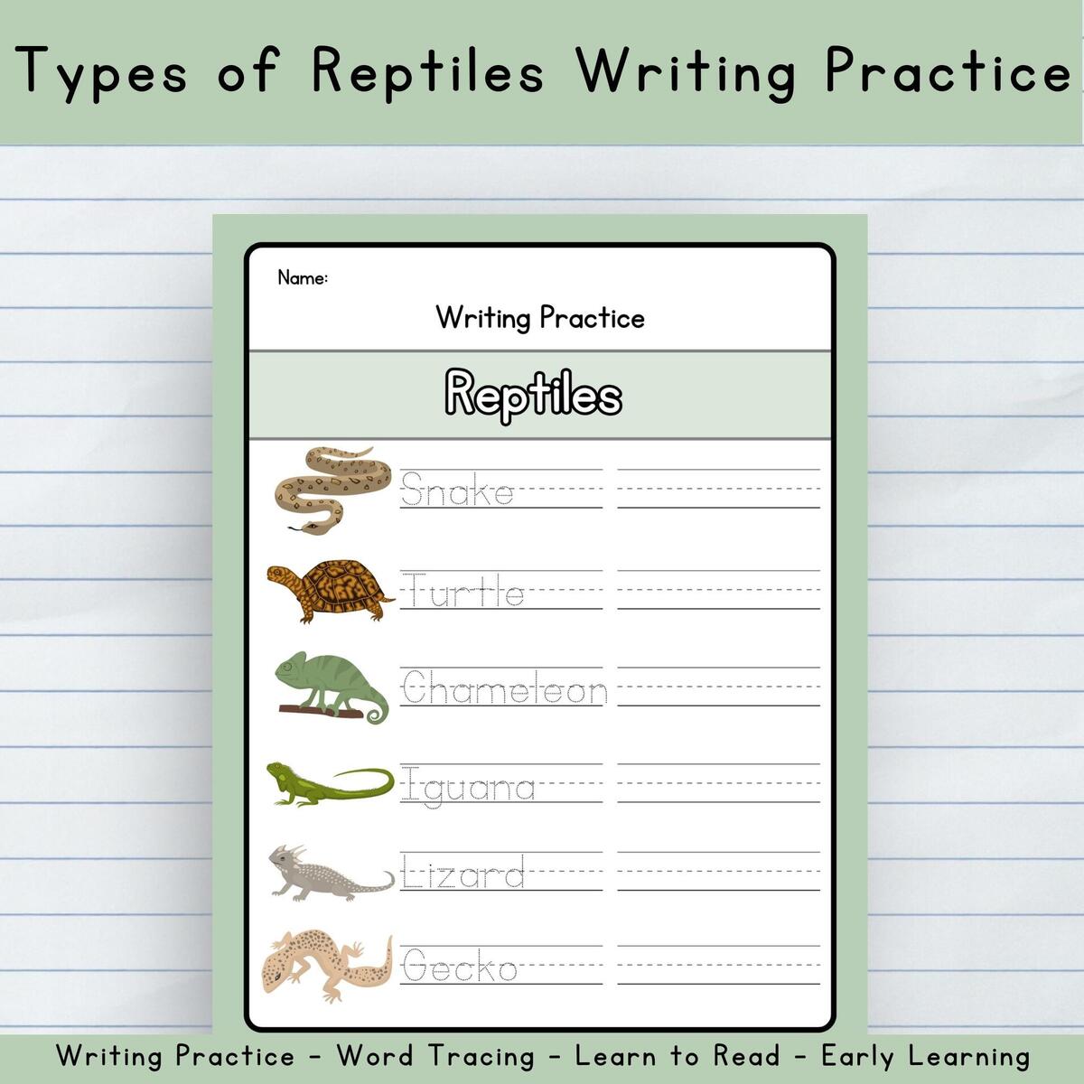 Reptile Tracing Worksheet Animal Handwriting Practice Learn To Write Reptile Names Preschool Kindergarten Writing Activity Etsy Reptile Tracing Worksheet Animal Handwriting Practice Learn To Write Reptile Names Preschool Kindergarten Writing Activity Etsy