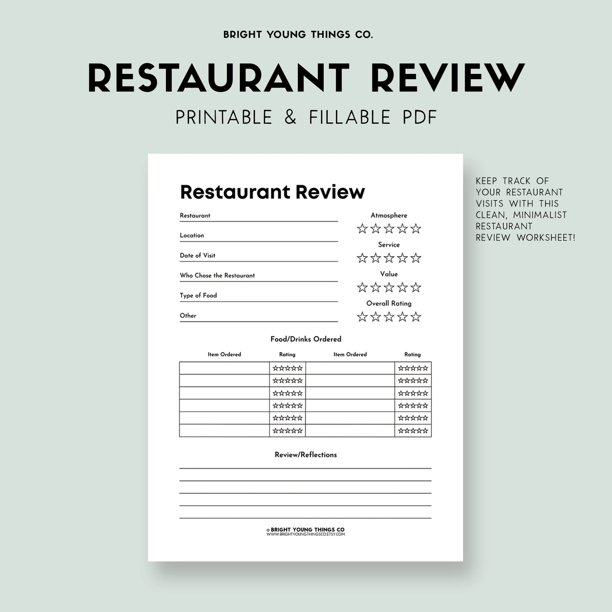 Restaurant Review Printable Worksheet Printable Review Worksheet Restaurant Review Food Review Dining Review Printable Planner Inserts Etsy Restaurant Review Printable Worksheet Printable Review Worksheet Restaurant Review Food Review Dining Review Printable Planner Inserts Etsy