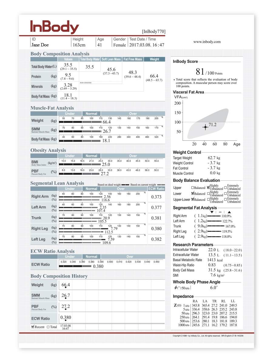 Result Sheet Interpretation InBody UK