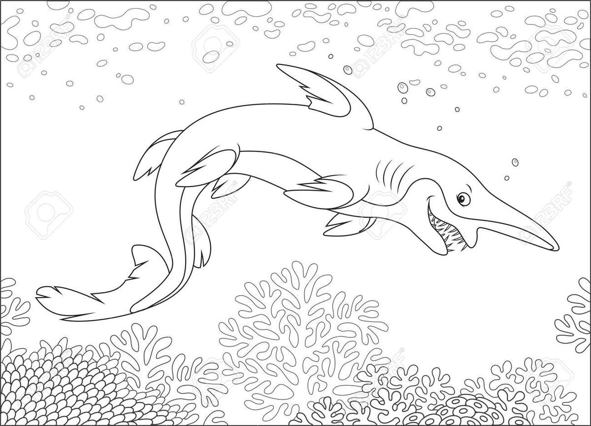 Scary Deep See Goblin Shark With An Insidious Smile Swimming Deep In A Sea Black And White Vector Illustration In A Cartoon Style For A Coloring Book Royalty Free SVG Cliparts Vectors And Scary Deep See Goblin Shark With An Insidious Smile Swimming Deep In A Sea Black And White Vector Illustration In A Cartoon Style For A Coloring Book Royalty Free SVG Cliparts Vectors And