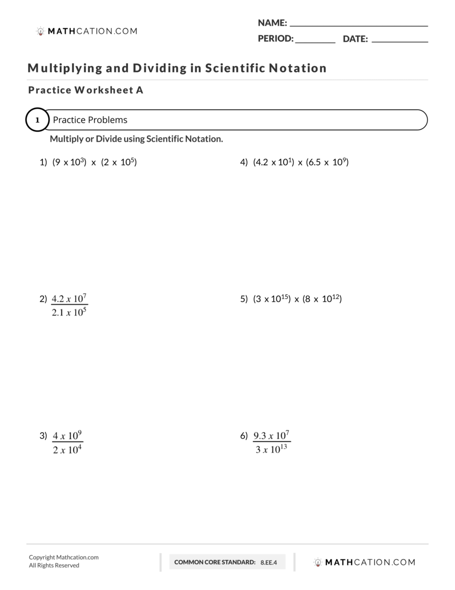 Scientific Notation Division Worksheet Examples And Rules Worksheets Library