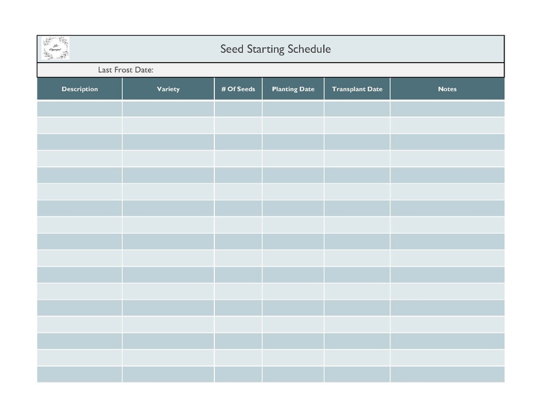 Seed Starting Schedule Etsy