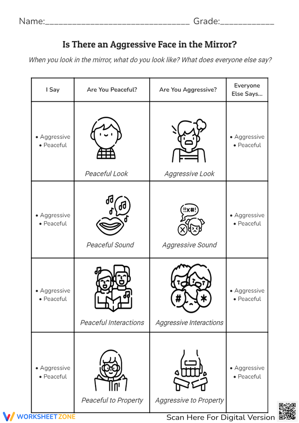 Self Control Worksheets Printable