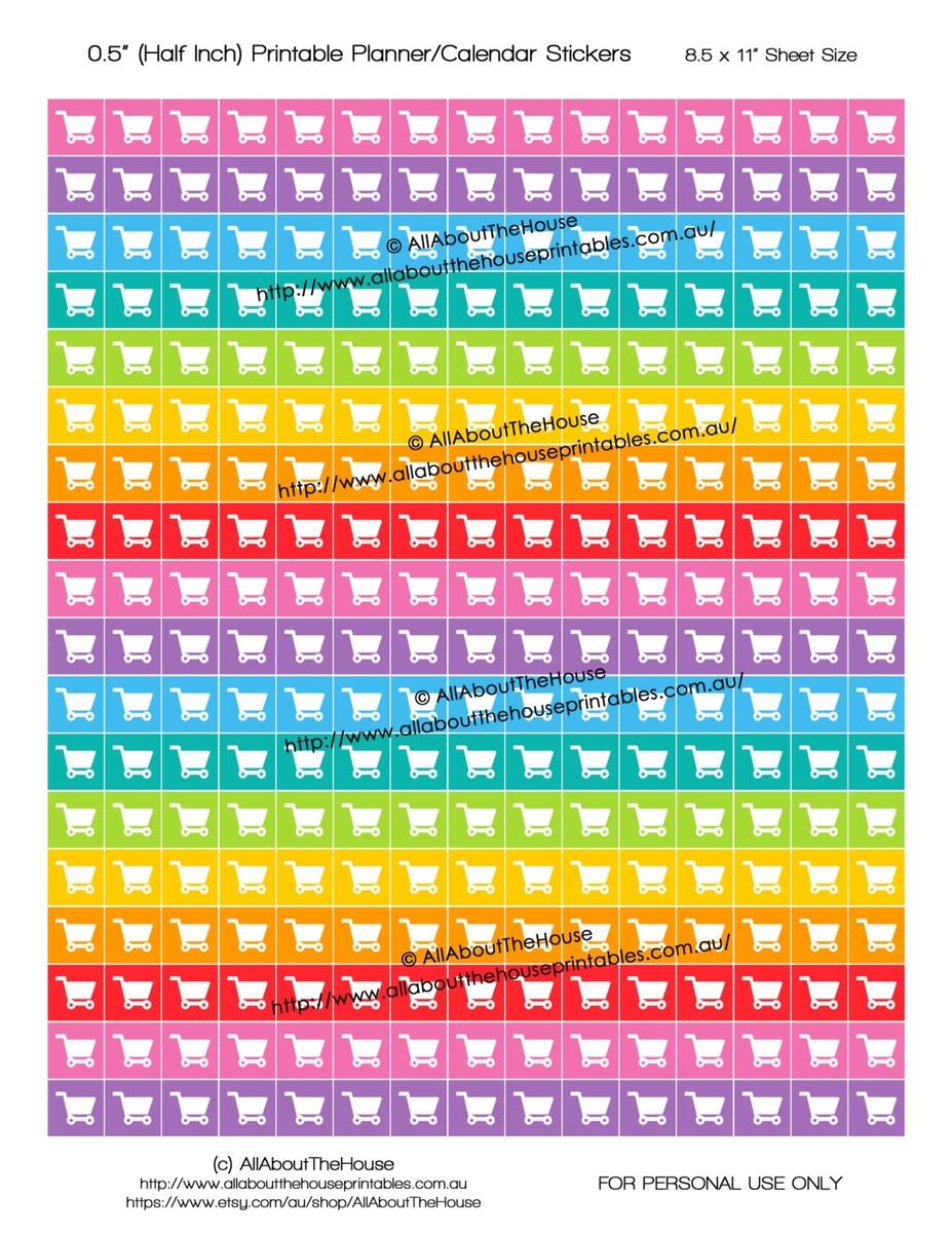 Shopping Grocery Cart Planner Stickers Printable Icon Mini Rainbow Use With Erin Condren Limelife Happy Planner Mambi Daily Planner Diy 2017 Etsy