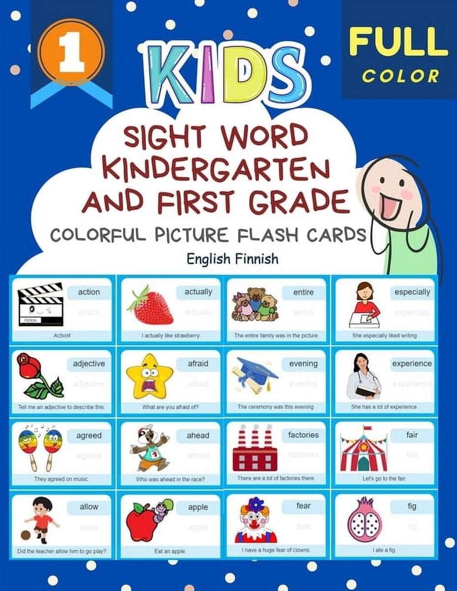 Sight Word Kindergarten And First Grade Colorful Picture Flash Cards English Learning To Read Basic Vocabulary Card Games Improve Reading Comprehension With Short Sentences Kids Books For Kindergart Walmart