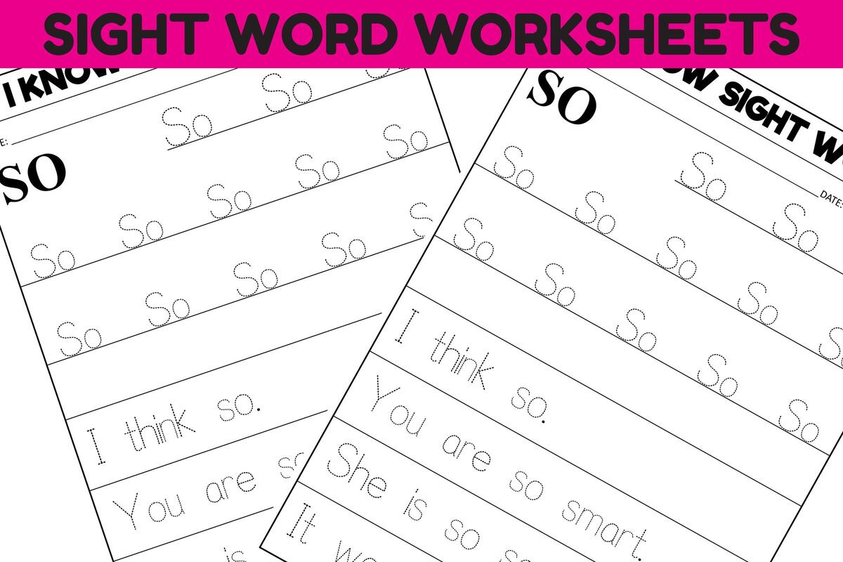 Sight Word Practice Worksheet So Graphic By Sarita Kidobolt Creative Fabrica