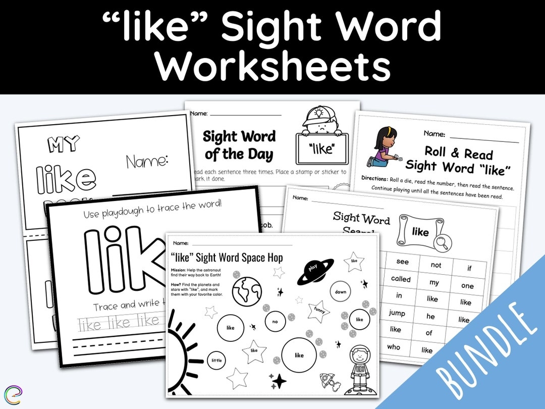 Sight Word Worksheet Sight Word Like Education Printables Kindergarten 1st Grade Homeschool Printable Children Activities Dolch Etsy