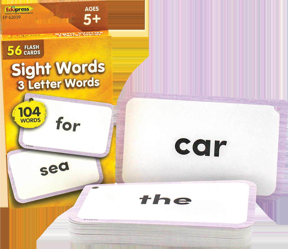 Sight Words Flash Cards 3 Letter Words TCR62039 Teacher Created Resources