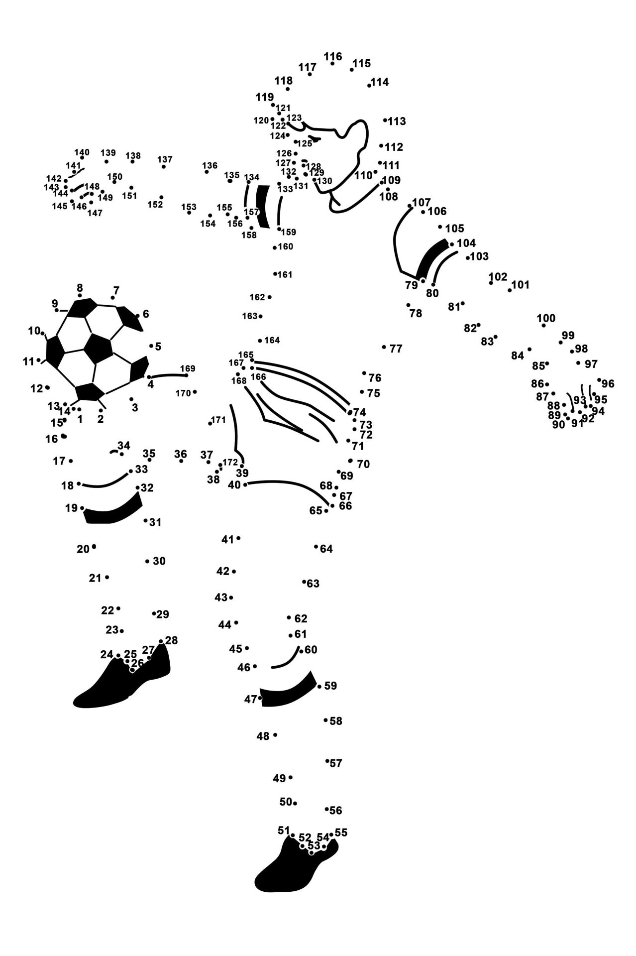 Soccer Player Dot To Dot Coloring Page Free Printable Soccer Player Dot To Dot Coloring Page Free Printable