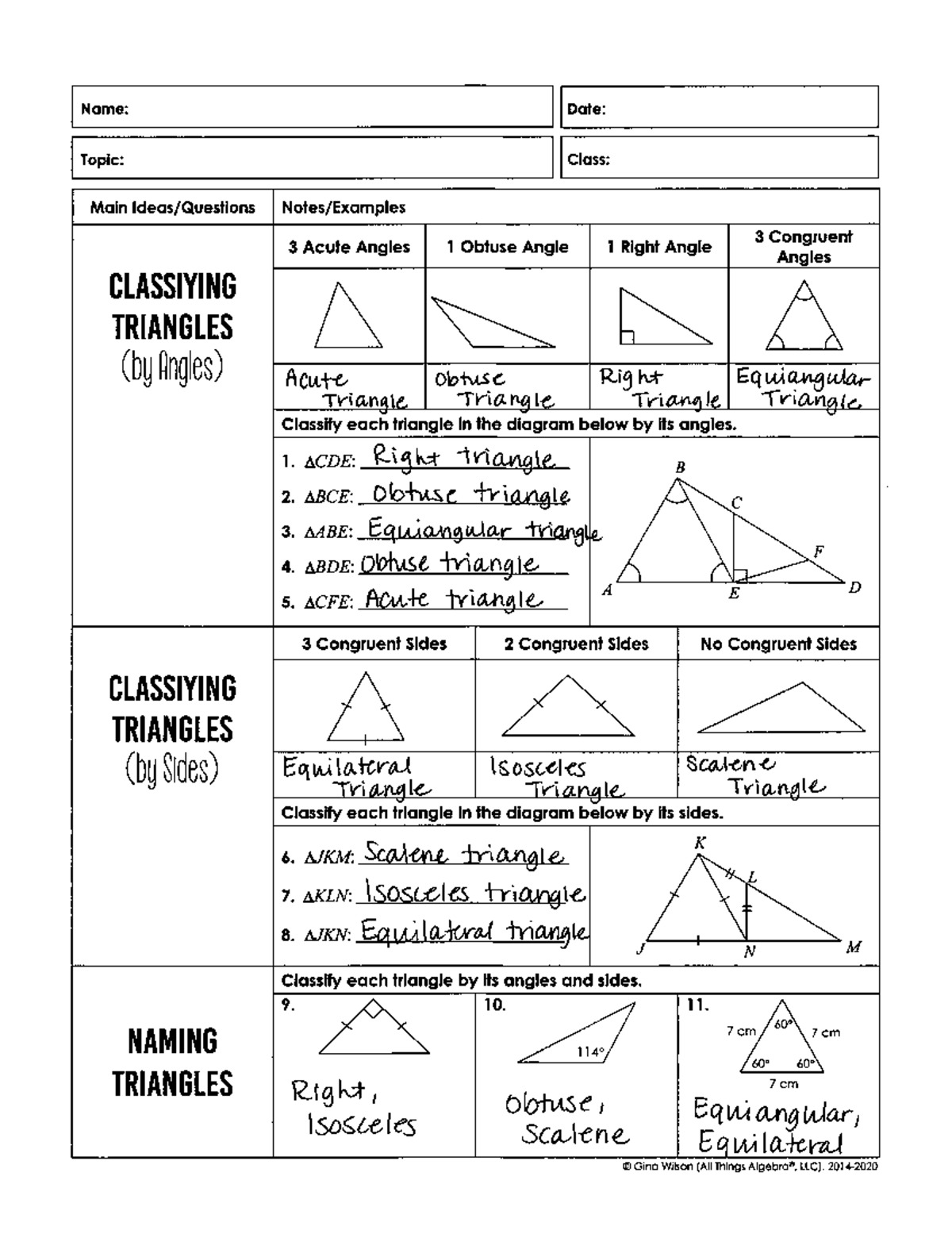 Special Right Triangles Worksheet Answer Key Geometry Studocu