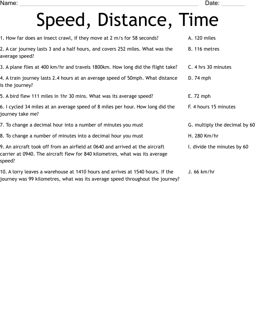 Speed Distance Time Worksheet WordMint Worksheets Library Speed Distance Time Worksheet WordMint Worksheets Library