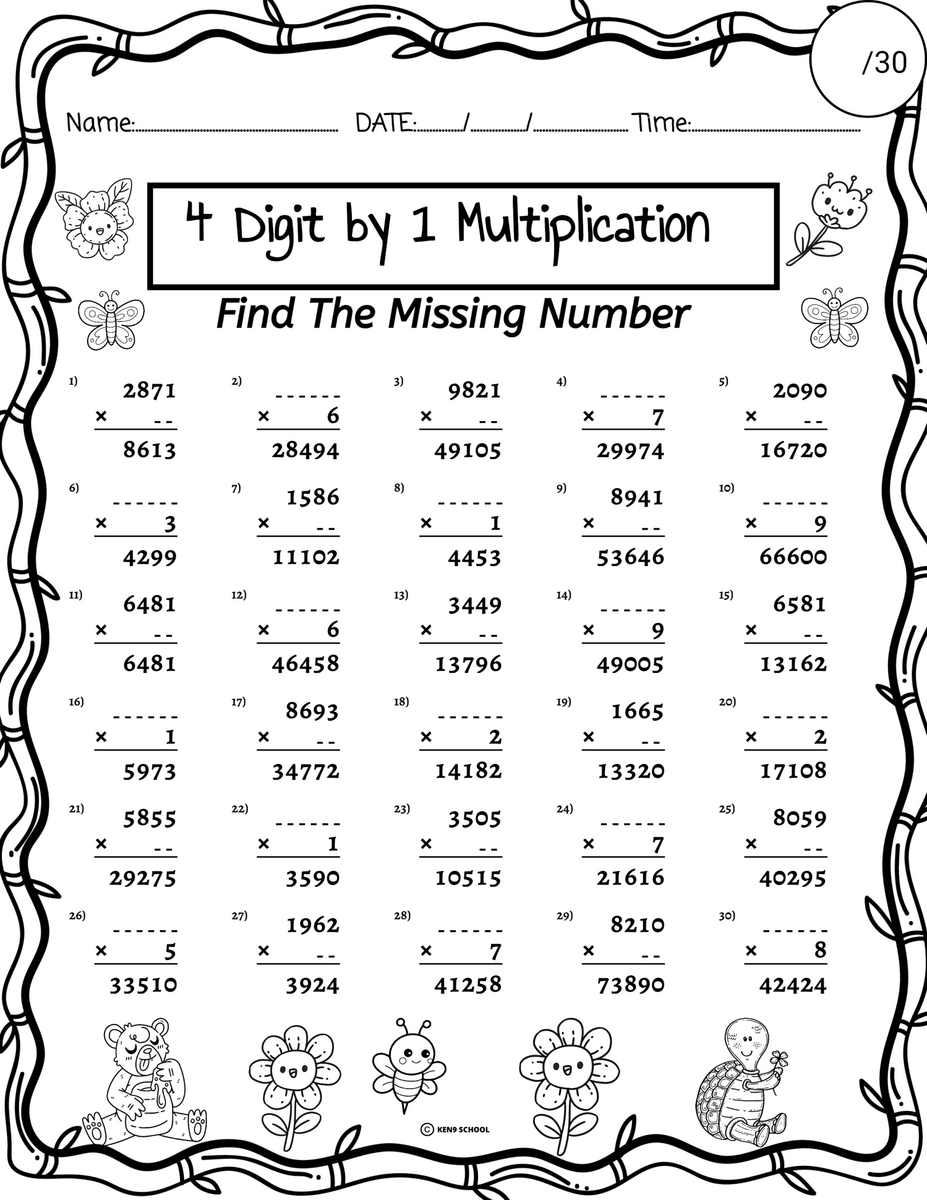 Spring 4 Digit By 1 Digit Multiplication Division Missing Numbers Worksheets Made By Teachers Spring 4 Digit By 1 Digit Multiplication Division Missing Numbers Worksheets Made By Teachers