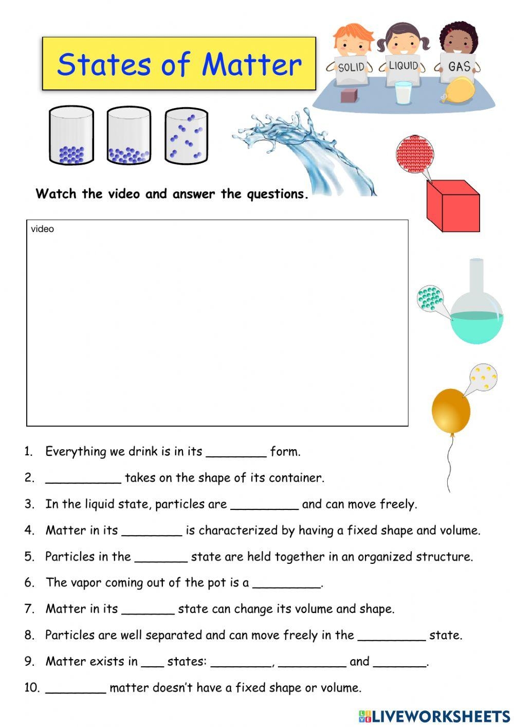 States Of Matter Online Activity For Grade 2 4 Worksheets Library