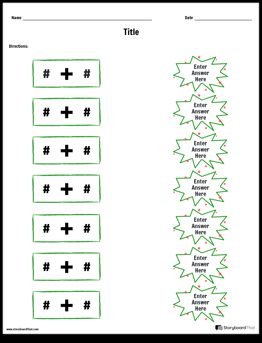 Storyboard That Free Addition Worksheet Creator Storyboard That Free Addition Worksheet Creator