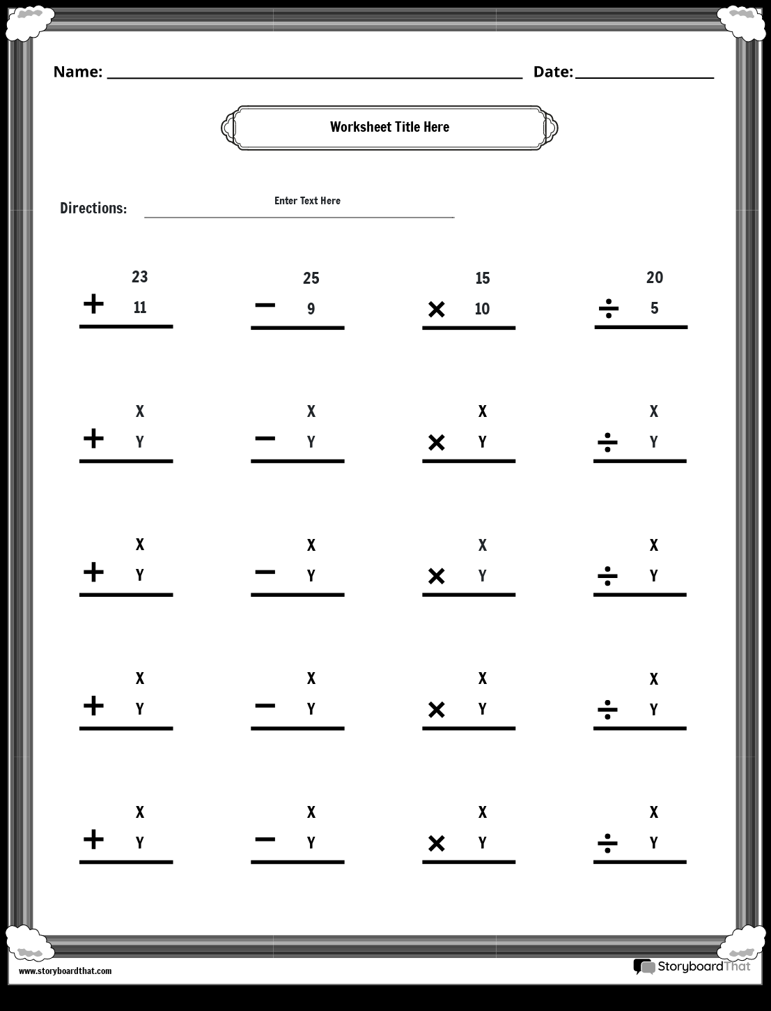 Storyboard That Free Mixed Operations Worksheets For Math Storyboard That Free Mixed Operations Worksheets For Math