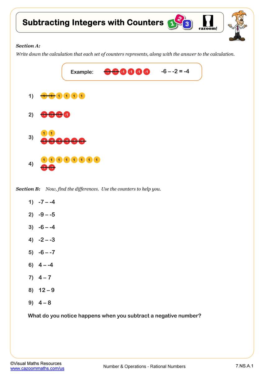 Adding And Subtracting Integers Worksheet For 3 Worksheets Library