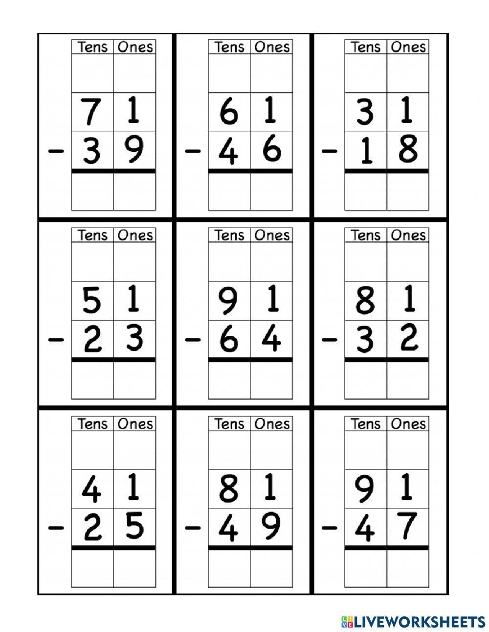 Subtraction With Regrouping Free Online Activity Worksheets Library