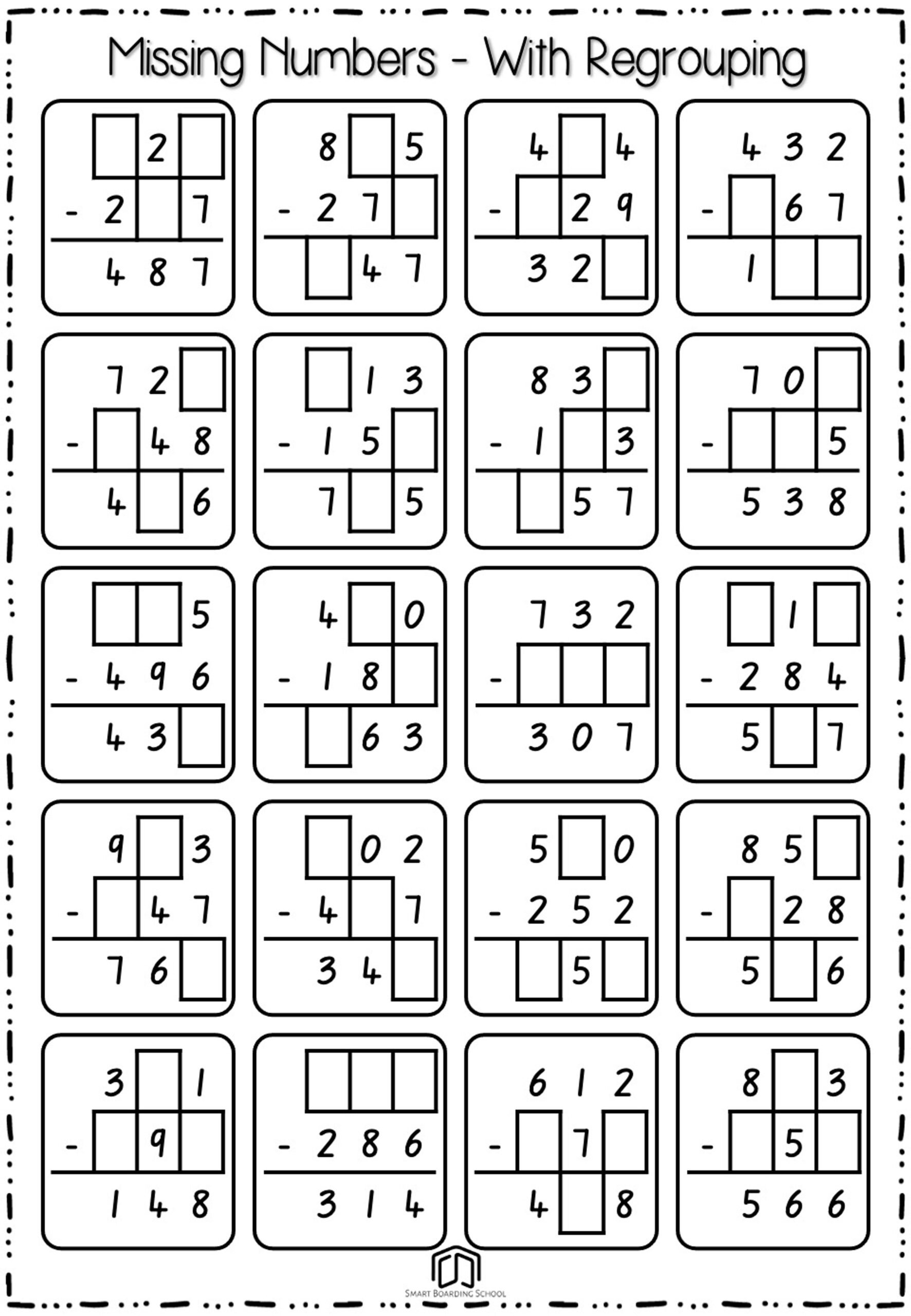 Subtraction With Regrouping Worksheets