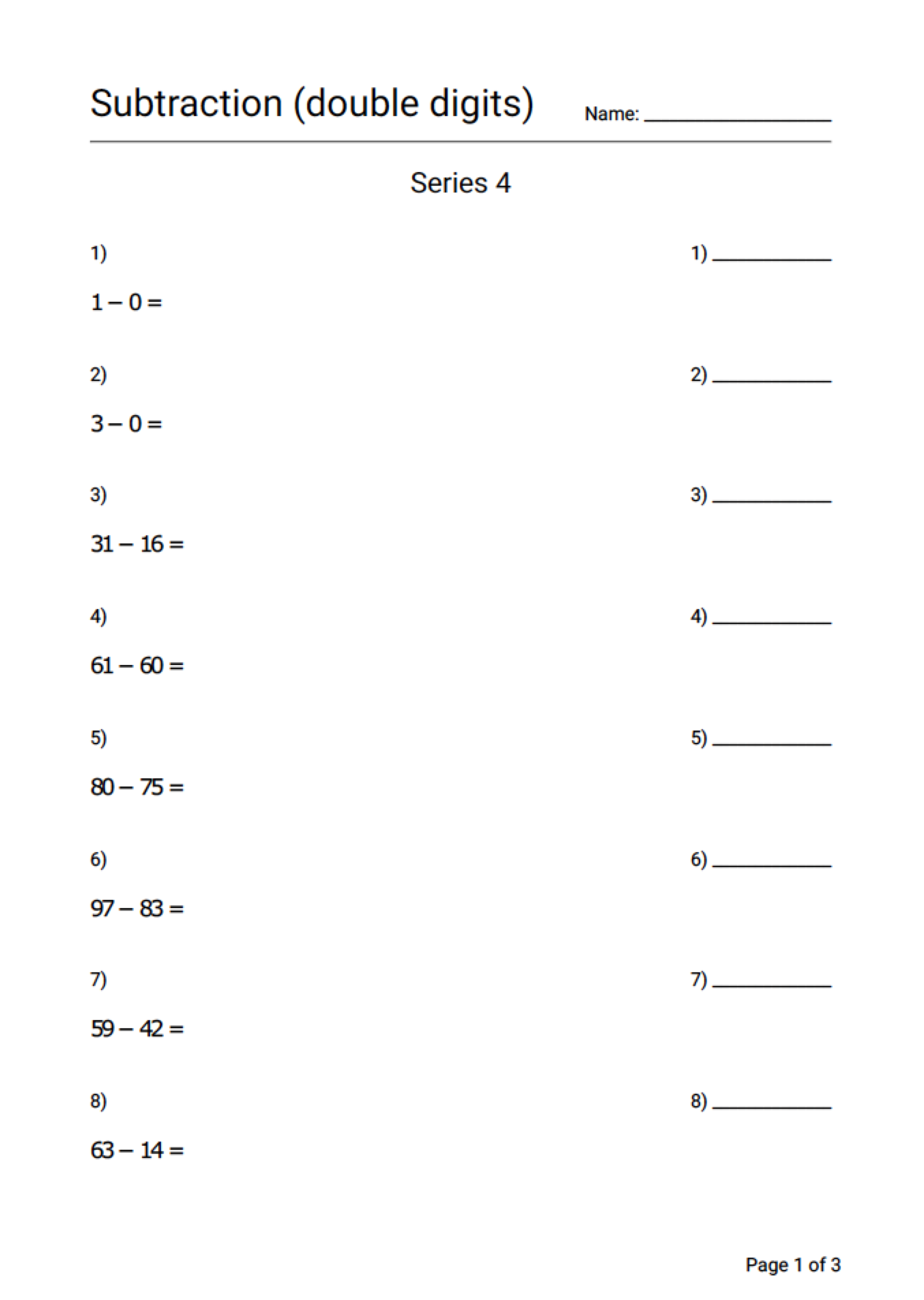 Subtraction Worksheet Series 4 Geek Slop Online