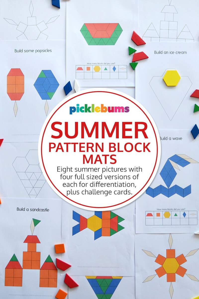 Summer Pattern Block Mats Picklebums Playful Printables Shop