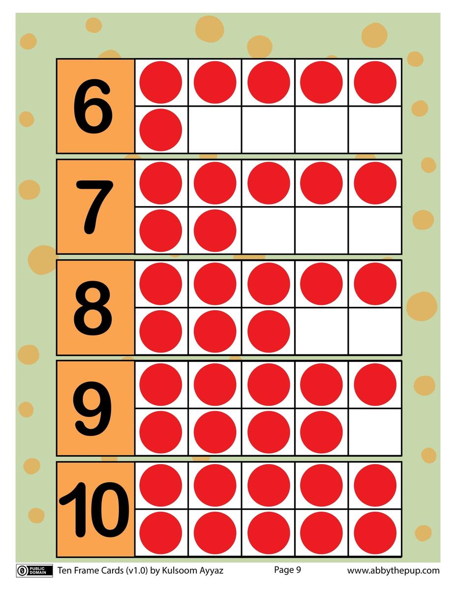 Ten Frame Cards With Red Dots And Numbers Free Printable Paper raft Templates