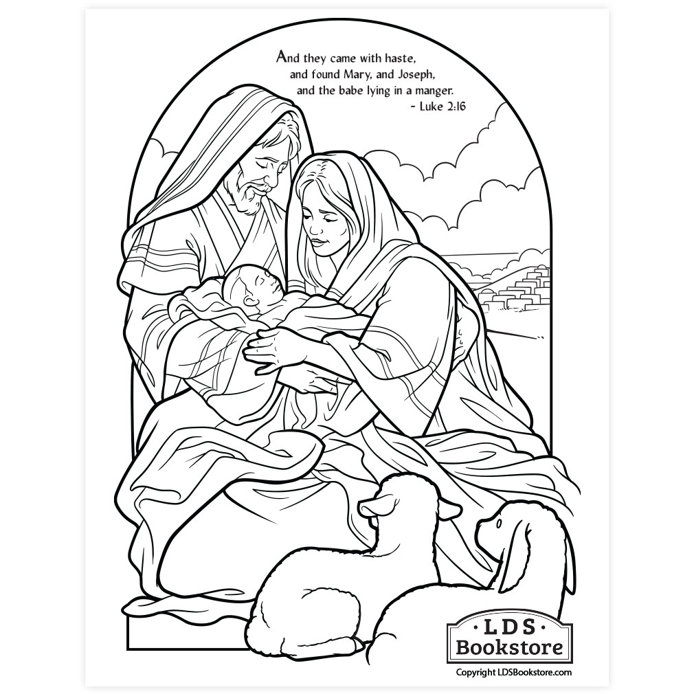 The Holy Family Nativity Coloring Page Printable Christmas Coloring Page Let Him In Christmas Coloring Page Printable