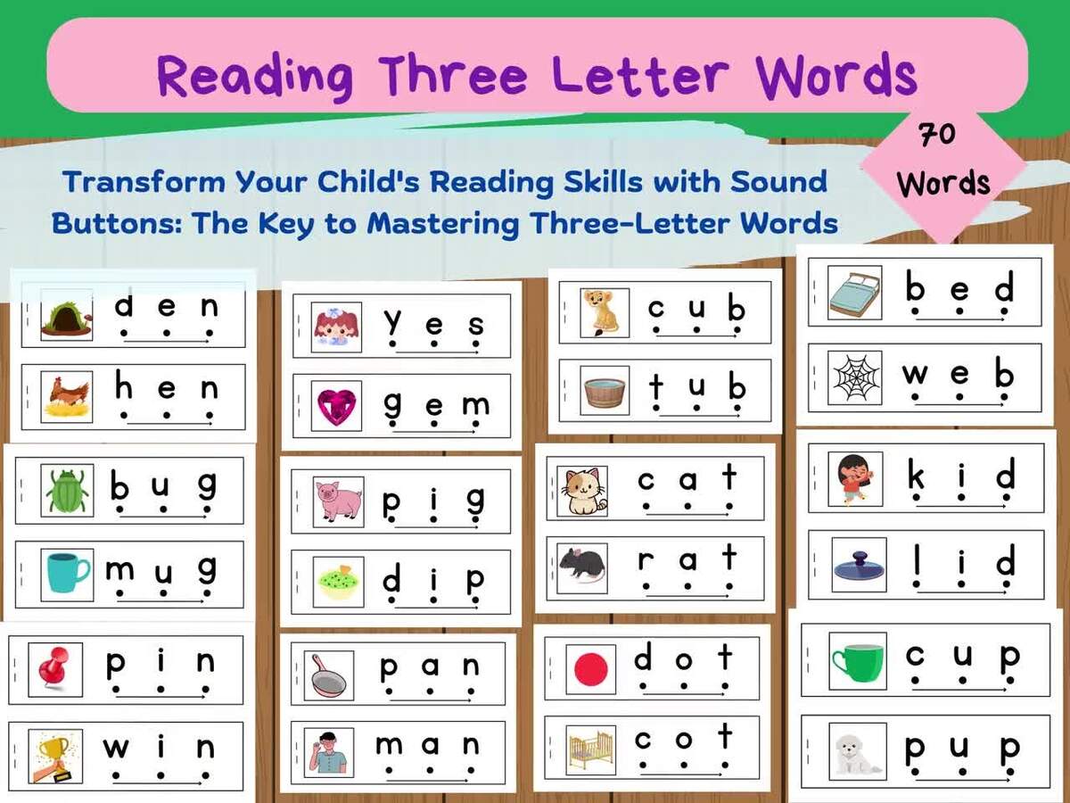 Three Letter Words Flashcards Phonics Reading Game digital Download Etsy Israel