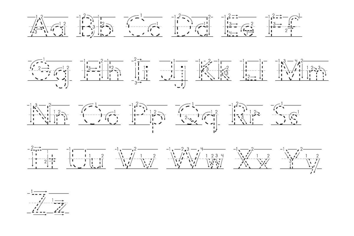 Tracing ABC With Arrows Dotted Print Worksheets Library