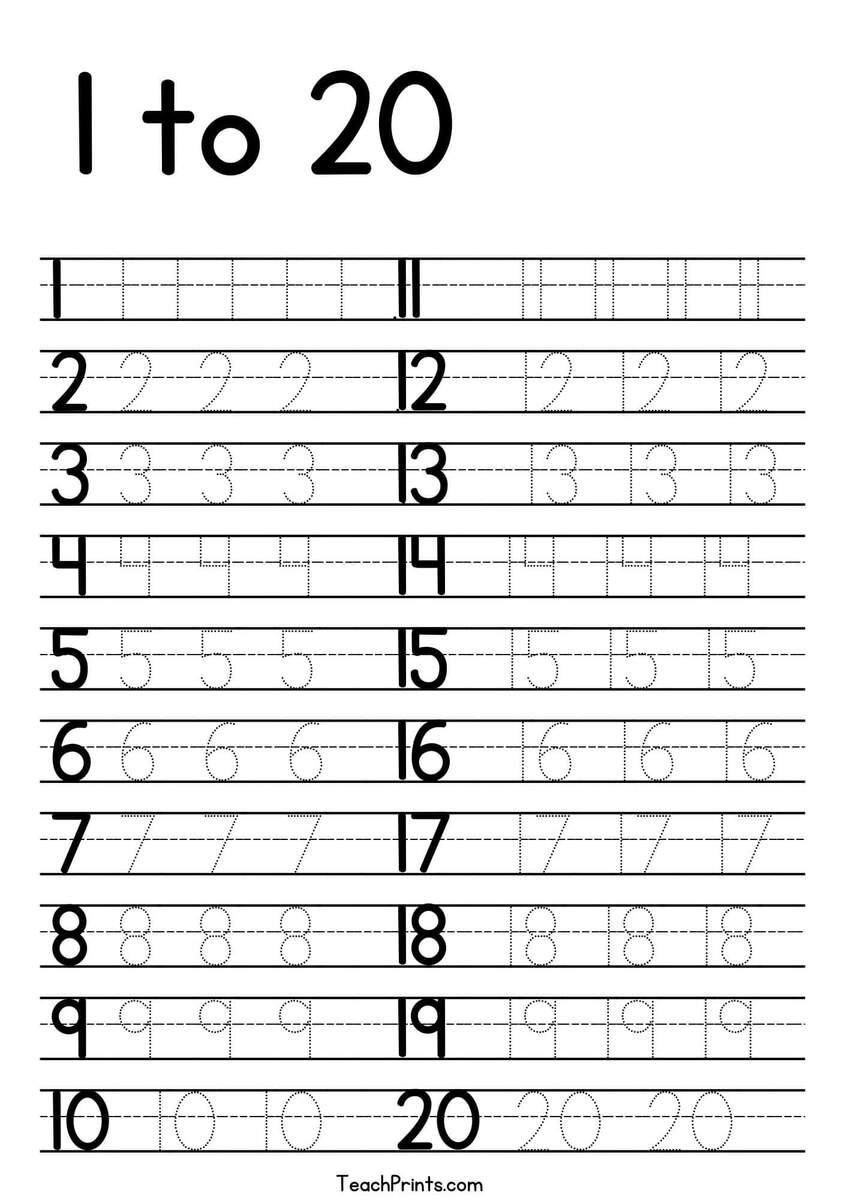 FREE Printable Numbers 1 To 20 Worksheets